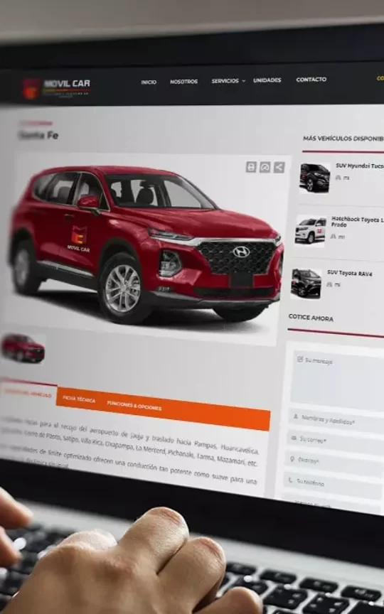 Desarrollo de la página web de Movil Car